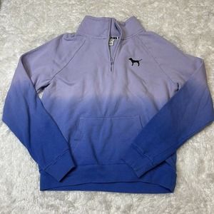 Victoria's Secret PINK Ombre Purple Quarter Zip Pullover Sweatshirt Size M